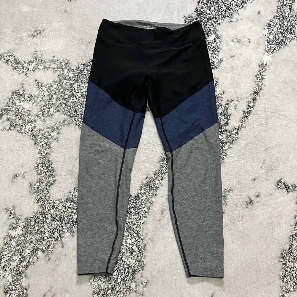 Outdoor Voices Leggings Womens Large Colorblock Black Gray Blue Athletic